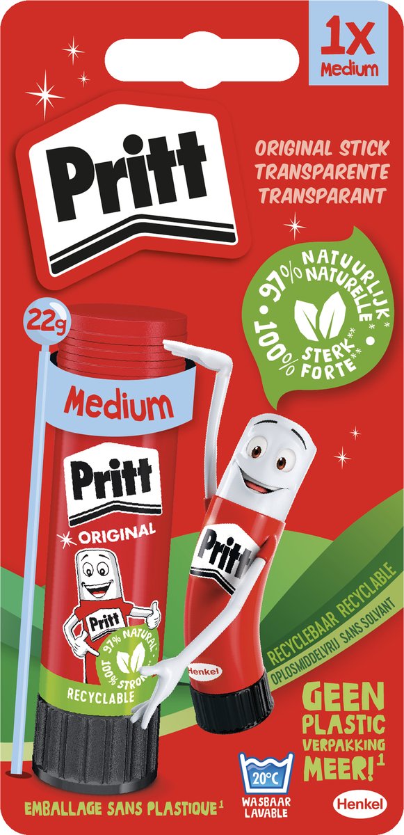 Boîte originale Pritt de 22 g | originale 22g | adhésif en bâton de colle | bâton de colle pour le bureau de l'école | bâton de colle facile à utiliser et respectueux de l’environnement.