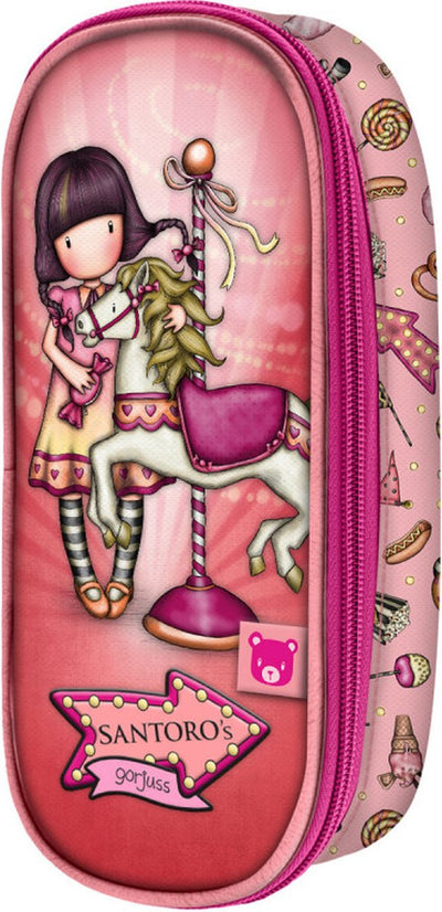 Trousse scolaire Gorjuss carrousel saumon (10 x 23 x 6 cm)
