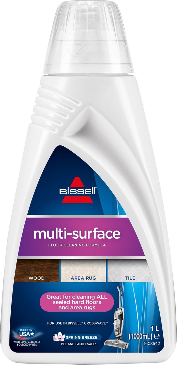 Bissell multisurface 1l - nettoyant pour crosswave spinwave - élimination sans effort de la saleté - parfum frais - séchage rapide, sans traces - pour bois, stratifié, carrelage, vinyle - 1789l