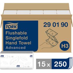 Serviettes hygiéniques tork h3 advanced 23x23cm blanc 15x250 feuilles