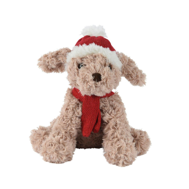 Decoris Peluche de Noël chien en peluche 15x10x20cm