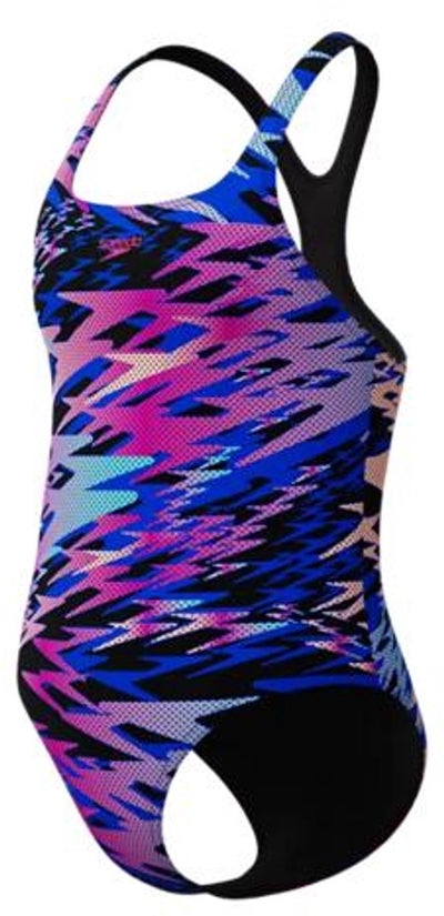 Speedo maillot de bain de sport 1 pièce fille h-boom print médaillé - noir rose