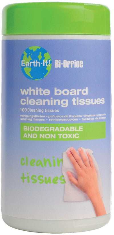 Bi-office lingettes nettoyantes earth-it tableau blanc pack de 100 pièces