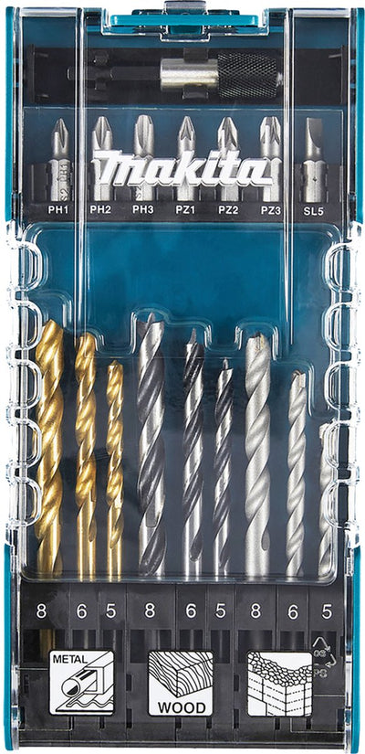 Makita accessoires jeu de forets et d'embouts de tournevis 17 pièces - d-74887 - d-74887