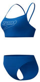 Maillot de bain 2 pièces de sport femme Speedo endurance logo fines bretelles bleu blanc