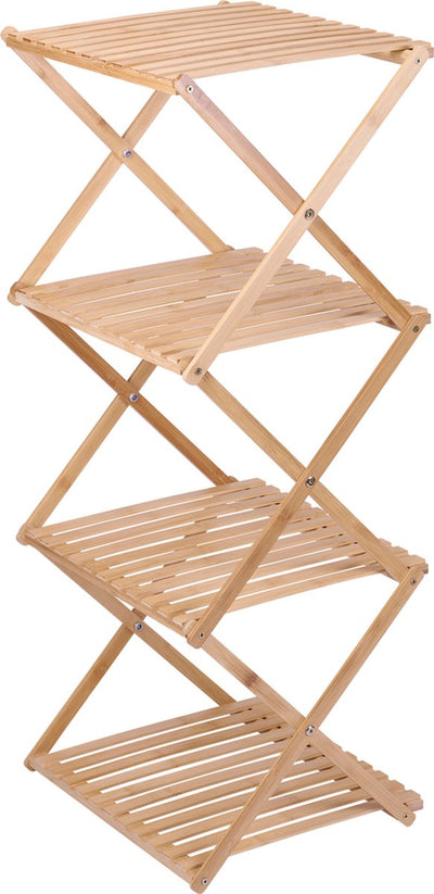 Étagère de salle de bain Alpina - 4 niveaux - 40 x 33,5 x 93,5 cm - pliable - bambou - marron