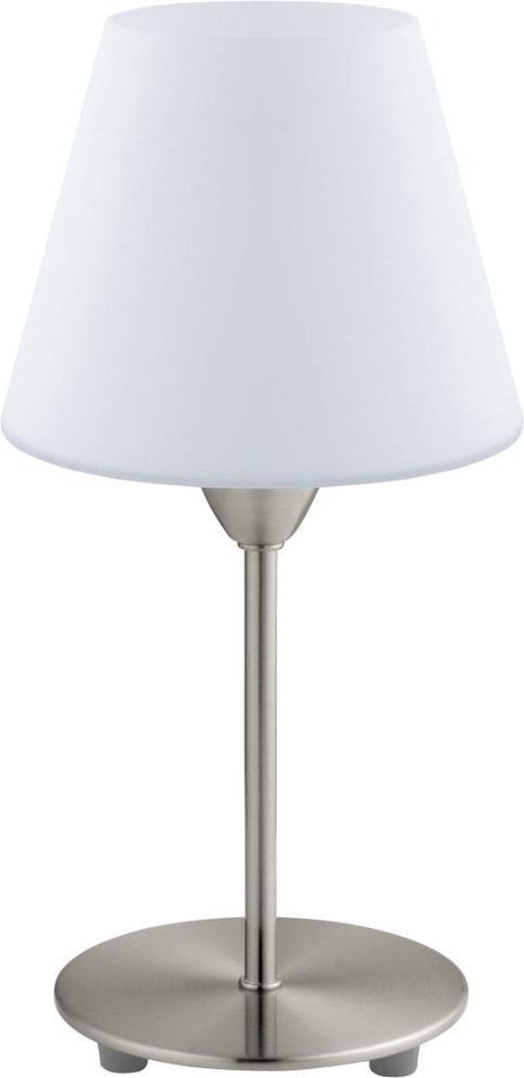 Eglo damasco 1 - lampe de table - 1 lumière - nickel mat - blanc