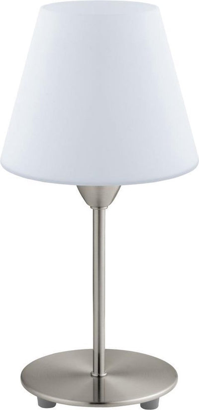 Eglo damasco 1 - lampe de table - 1 lumière - nickel mat - blanc