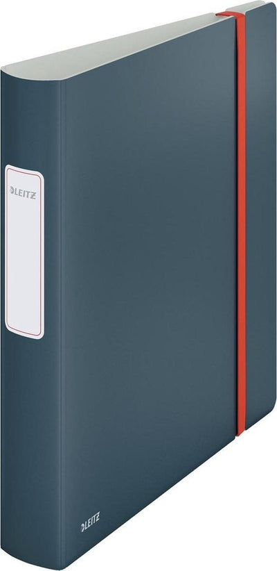 Classeur plastique Leitz 180° active cosy avec étiquette au dos - 2 anneaux A4 - largeur de dos 65 mm - gris velours