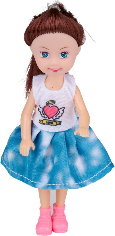 Eddy toys mini poupées mannequins 5 pièces - poupées jouets 12 cm pour enfants - poupées mannequins avec des tenues colorées - avec boîte de fenêtre - poupées pour maison de poupée - à partir de 3 ans