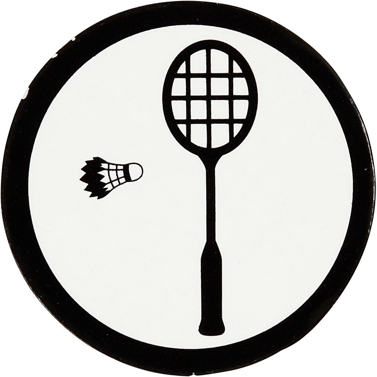Étiquette d'entreprise Creativ, raquette de badminton, d 25 mm, blanc noir, 20 pièces 1 boîte
