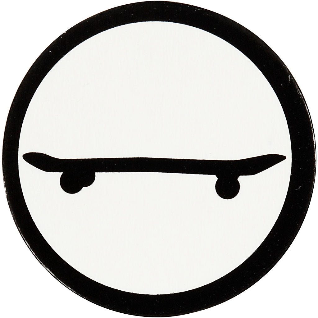 Étiquette d'entreprise Creativ, skateboard, d 25 mm, blanc noir, 20 pièces 1 boîte