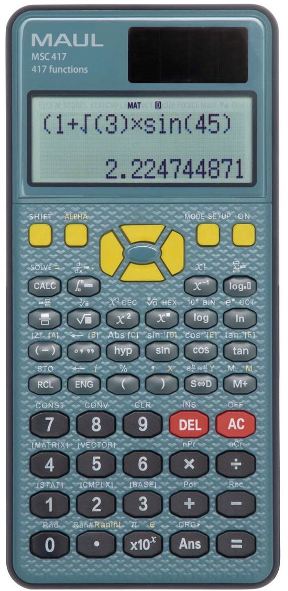 Maul calculatrice scientifique de bureau MSC 417 écran LCD batterie solaire 16,1 x 8,5 x 2,1 cm noir