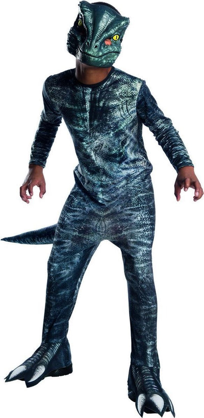 Rubies - costume de dinosaure - costume d'enfant dinosaure vélociraptor du monde jurassique - bleu, gris - taille 128 - vêtements de carnaval - déguisements