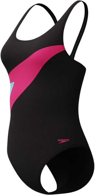 Speedo maillot de bain 1 pièce de sport femme hyperboom papillon dos - noir rose