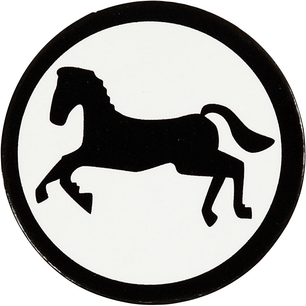 Étiquette d'entreprise Creativ, cheval, d 25 mm, blanc noir, 20 pièces 1 boîte