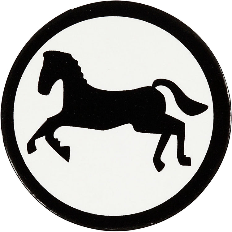 Étiquette d'entreprise Creativ, cheval, d 25 mm, blanc noir, 20 pièces 1 boîte