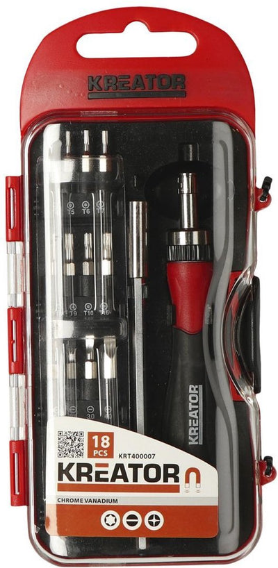 Kreator - outils à main - krt400007 - jeu de tournevis à cliquet - 18 pcs.