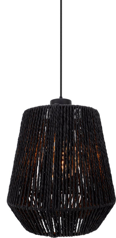Lampe à suspension Eglo persley - e27 - ø 22 cm - noir - papier