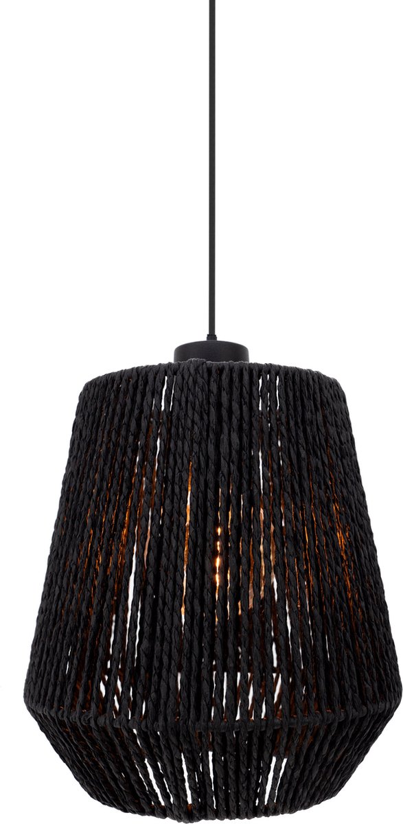 Lampe à suspension Eglo persley - e27 - ø 22 cm - noir - papier