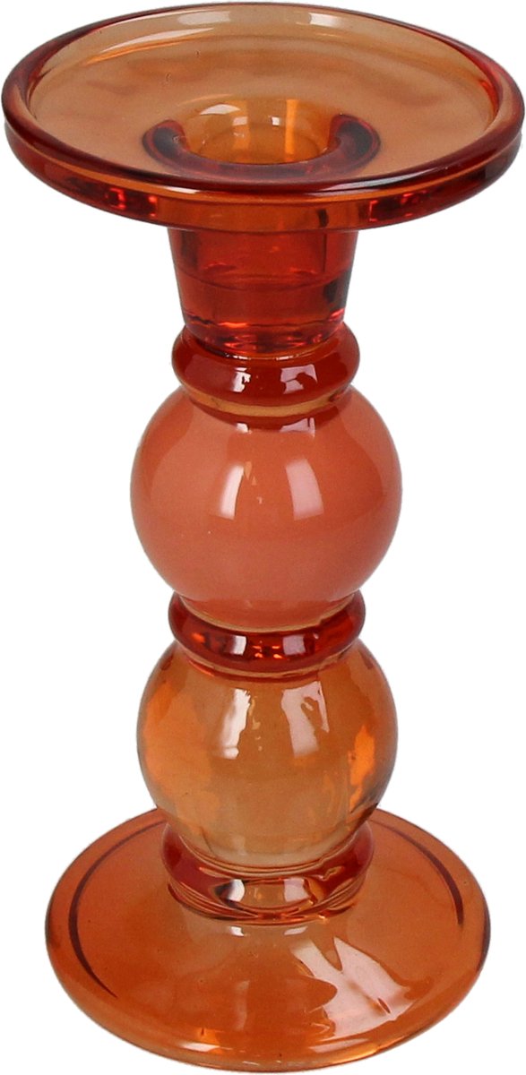 Bougeoir collection Hd verre orange 9x9x17,5cm