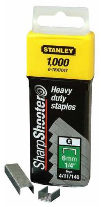 Agrafes pour outils à main Stanley 6 mm type g - 1000 pièces - 1-tra704t