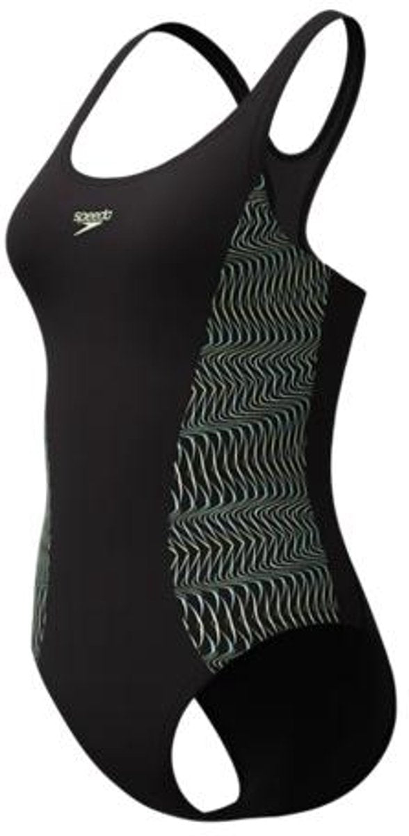 Maillot de bain de sport 1 pièce femme placement médaillé Speedo - noir vert