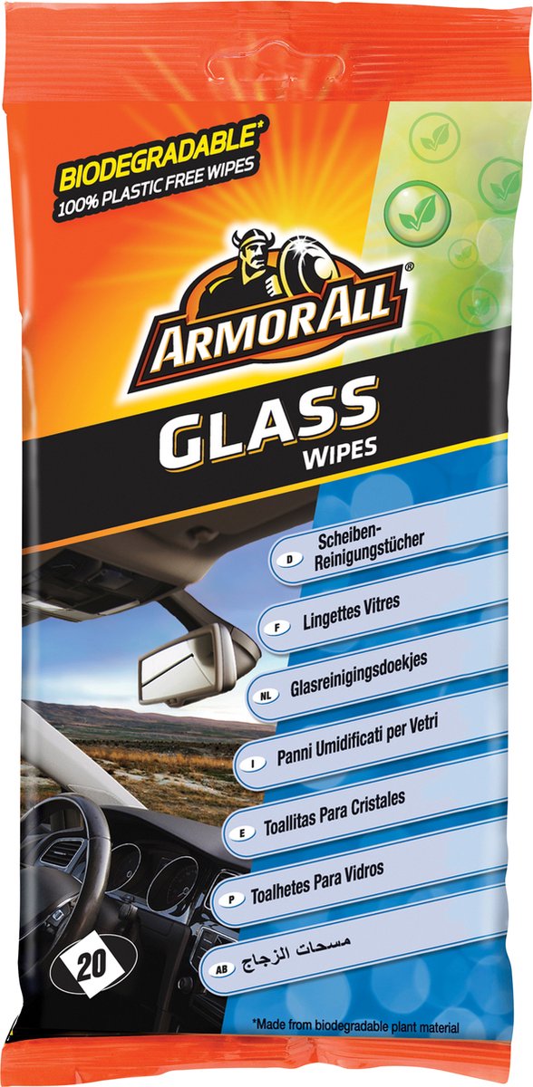 Armor all bio lingettes nettoyantes pour vitres 20 pièces