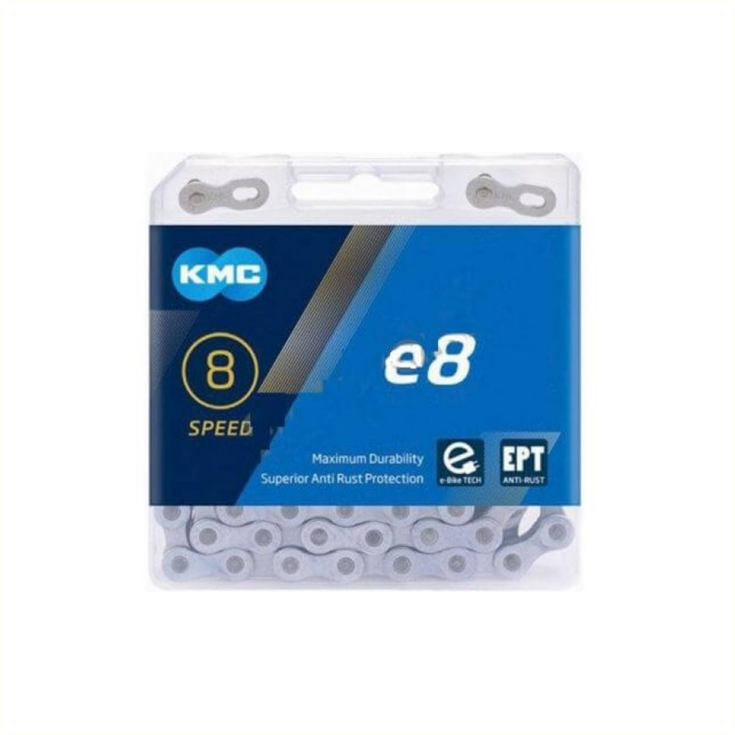 Chaîne KMC 6 7 8 vitesses E8 EPT 122 maillons argent