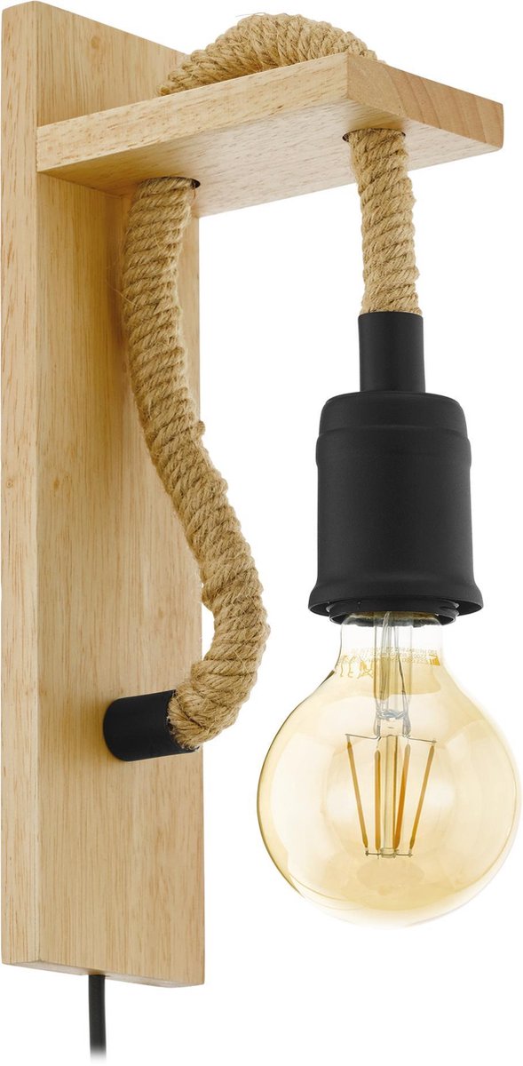 Applique rampe Eglo - 1 lumière - E27 - noir - marron