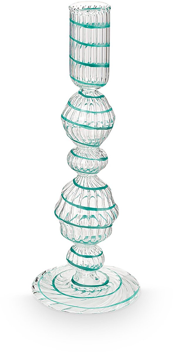 Pip studio - chandelier - accessoires pour la maison - bougeoir bleu clair - tourbillon en verre - 22 cm