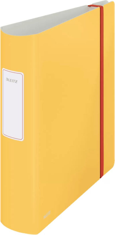 Classeur en plastique Leitz 180° active cosy avec étiquette au dos - 2 anneaux A4 - largeur de dos 82 mm - jaune chaud