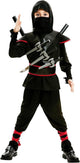 Costume d'assassin ninja Mom Funcompany pour enfant noir et rouge - 5-6 ans (116 cm)