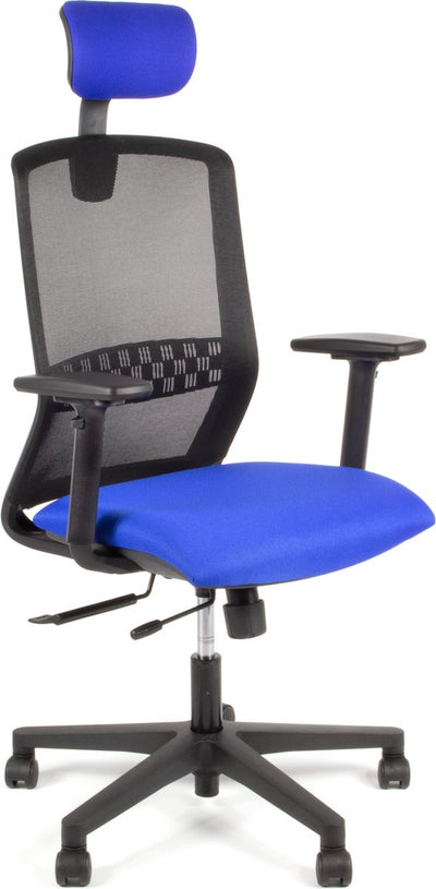 Linea tekna 01 pt - chaise de bureau - ergonomique en1335 - avec appui-tête - multi-réglable - noir bleu