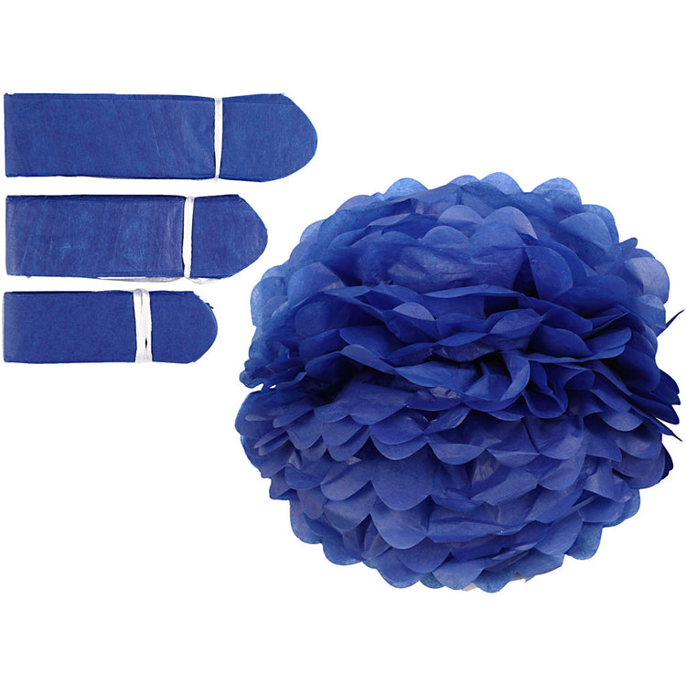 Pompon en papier Creativ company, d 20+24+30 cm, 16 g, bleu foncé, 3 pièces 1 boîte