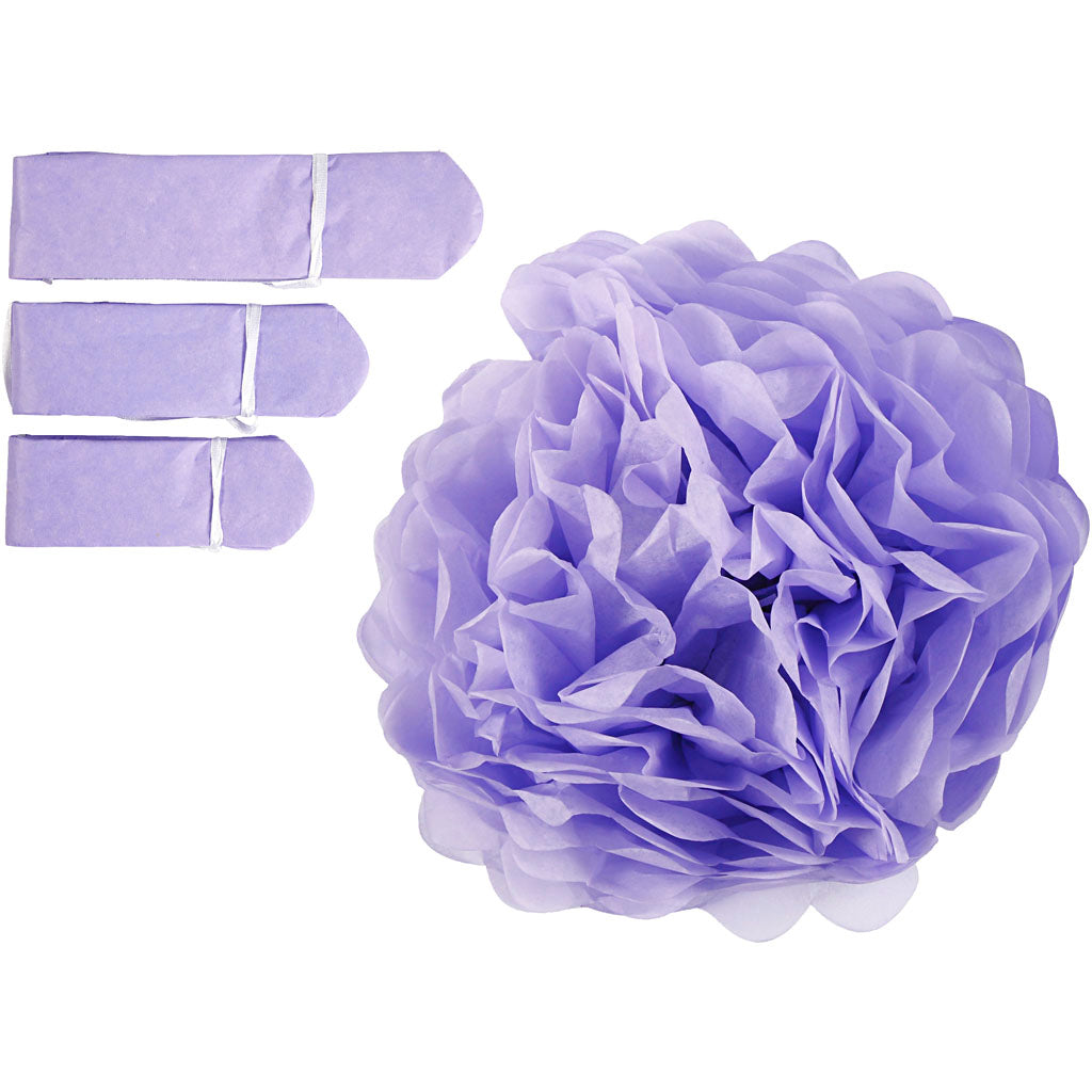 Pompon en papier Creativ company, d 20+24+30 cm, 16 g, violet, 3 pièces 1 boîte