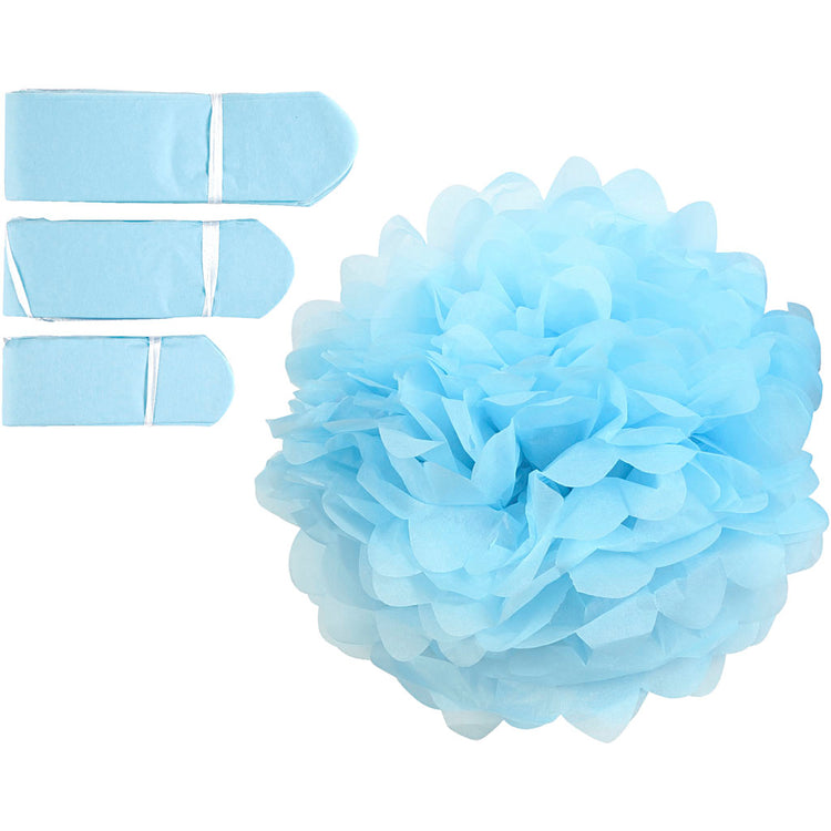 Pompon en papier Creativ company, d 20+24+30 cm, 16 g, bleu clair, 3 pièces 1 boîte