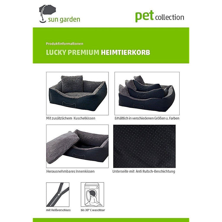 Sun Garden Sun Garden Luxury Chien de chien Lucky + Cushion 100x90x30 cm anthracite Grey