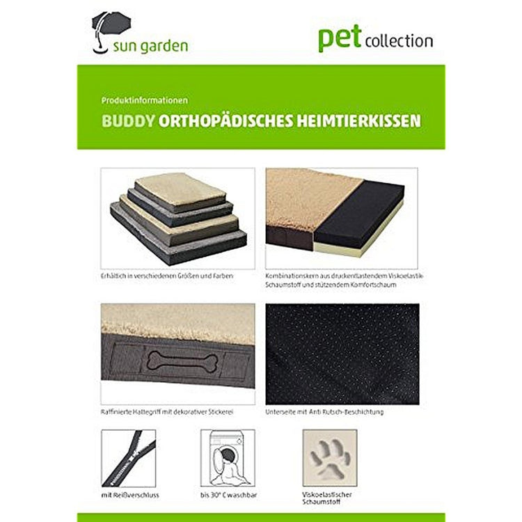 Sun Garden Sun Garden Buddy Orthopedic Dog Cushion 79x60x8cm Dark Brown
