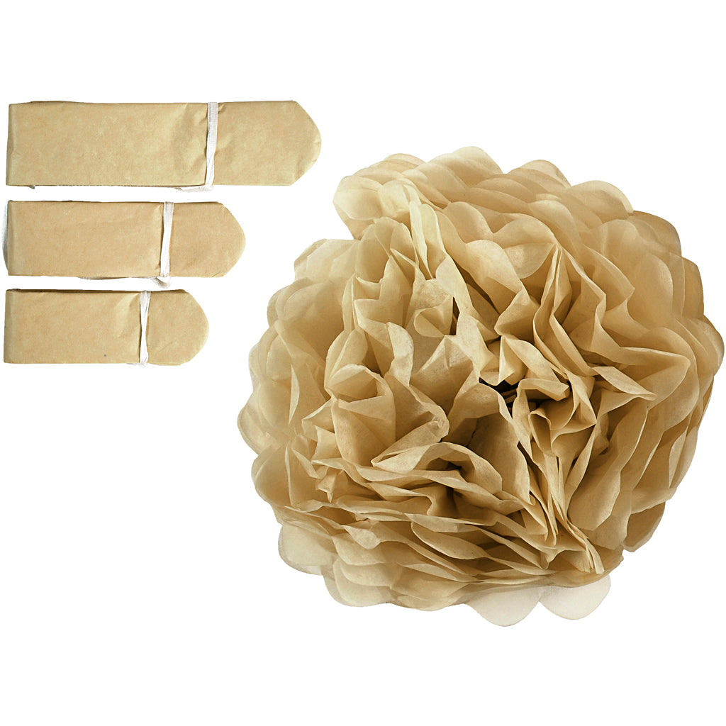 Pompon en papier Creativ company, d 20+24+30 cm, 16 g, doré, 3 pièces 1 boîte
