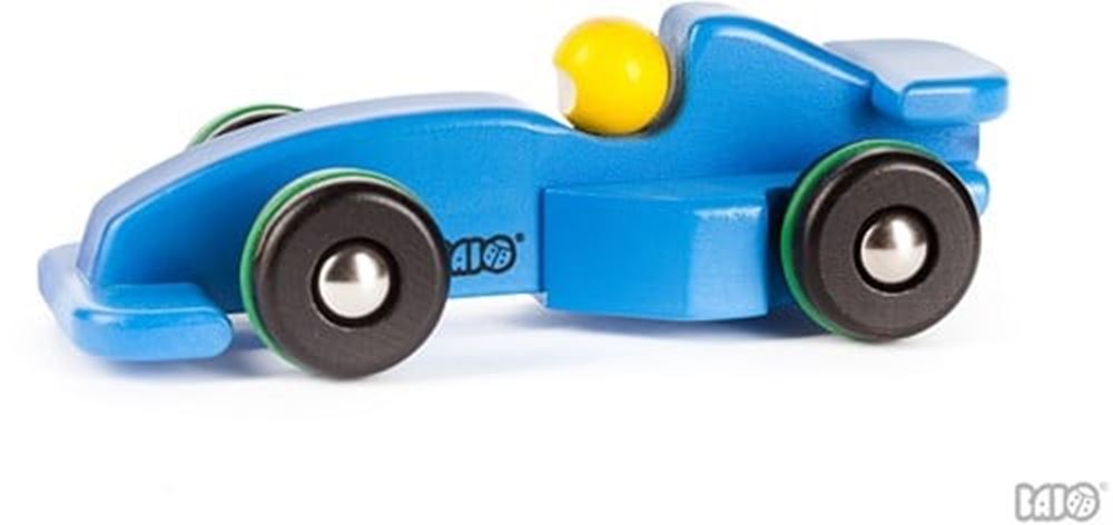 Voiture de course en bois Bajo bleue. 1+