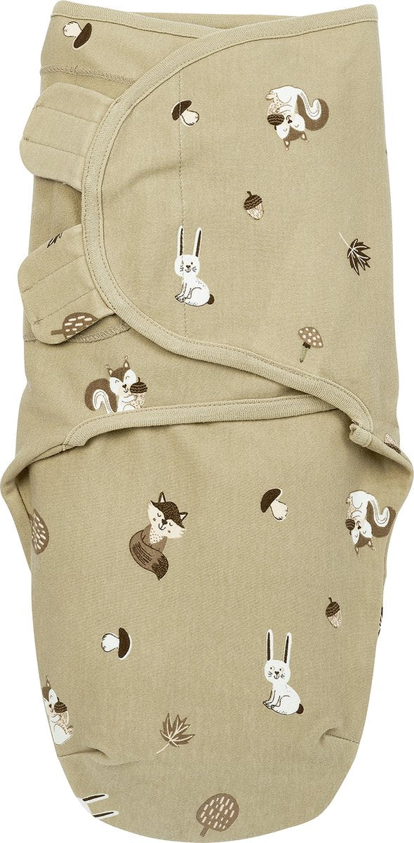 Couverture d'emmaillotage Meyco pour bébés animaux de la forêt - sable - 0-3 mois - 1,0 tog