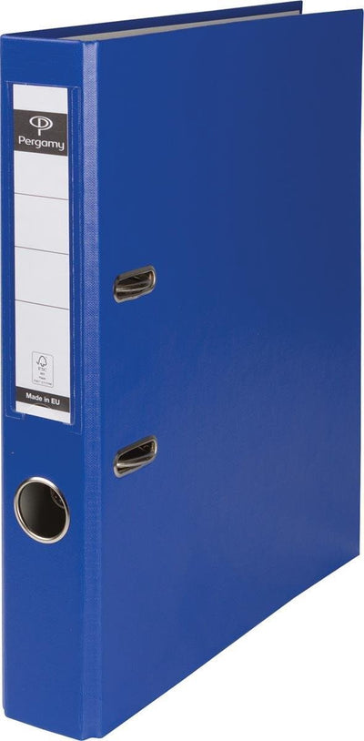 Classeur Pergamy A4 en pp et papier, dos de 5 cm - bleu
