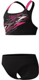 Maillot de bain de sport 2 pièces fille Speedo medley logo racerback - noir rose
