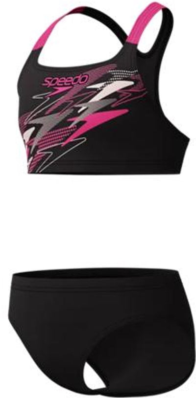 Maillot de bain de sport 2 pièces fille Speedo medley logo racerback - noir rose