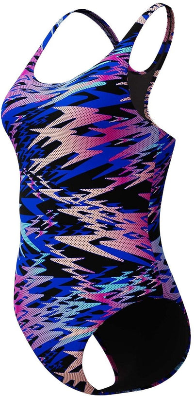 Speedo maillot de bain 1 pièce de sport femme hyperboom print médaillé - noir rose
