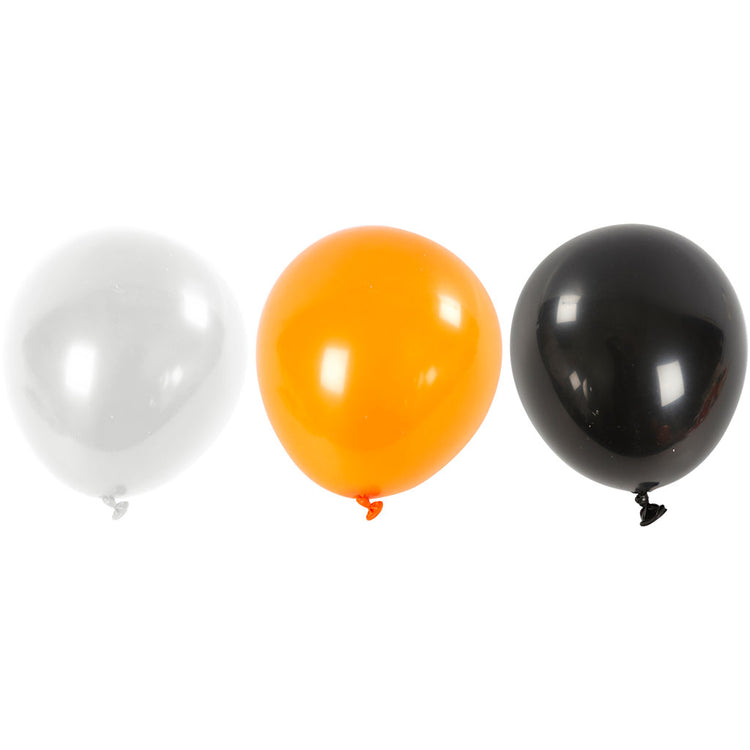 Ballons Creativ company, ronds, d 23-26 cm, noir, orange, blanc, 10 pièces 1 boîte