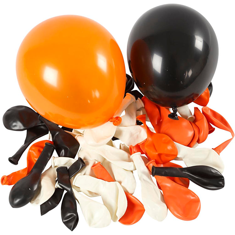 Ballons Creativ company, ronds, d 23-26 cm, noir, orange, blanc, 100 pièces 1 boîte