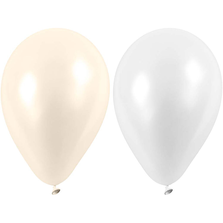 Ballons Creativ company, ronds, d 23 cm, blancs, nacre, 10 pièces 1 boîte