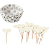 Creativ company cupcakes et bâtonnets à cocktail, h : 3 cm, d 5 cm, 40 g, blanc cassé, 24 set 1 boîte